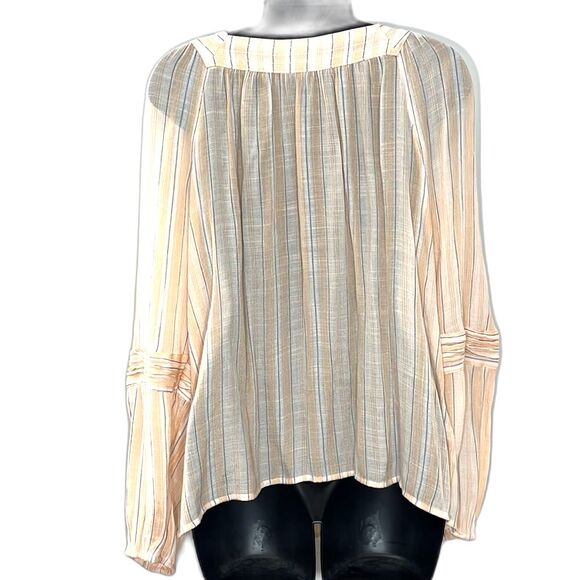 LC Lauren Conrad Shirred Peasant Top Peach White Size XL - Picture 5 of 11